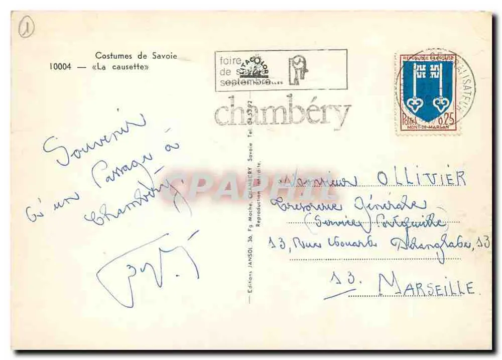 Trajes de Savóia — A conversa — Edição Janssot, Chambéry - Verso
