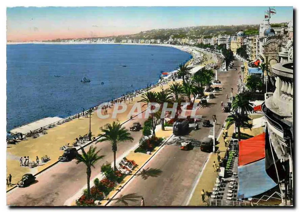Vista da Promenade des Anglais em Nice — editor G. Montluel, n°702 - Frente