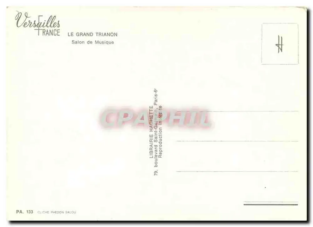 Versailles — O Grand Trianon, Salão de Música — Librairie Machette - Verso