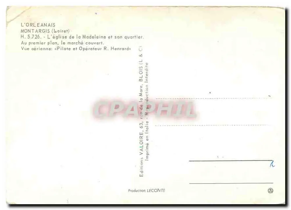 Montargis (Loiret) — Luftbild der Kirche der Madeleine und des Marktes — Éditions L'Orléenais - Rückseite