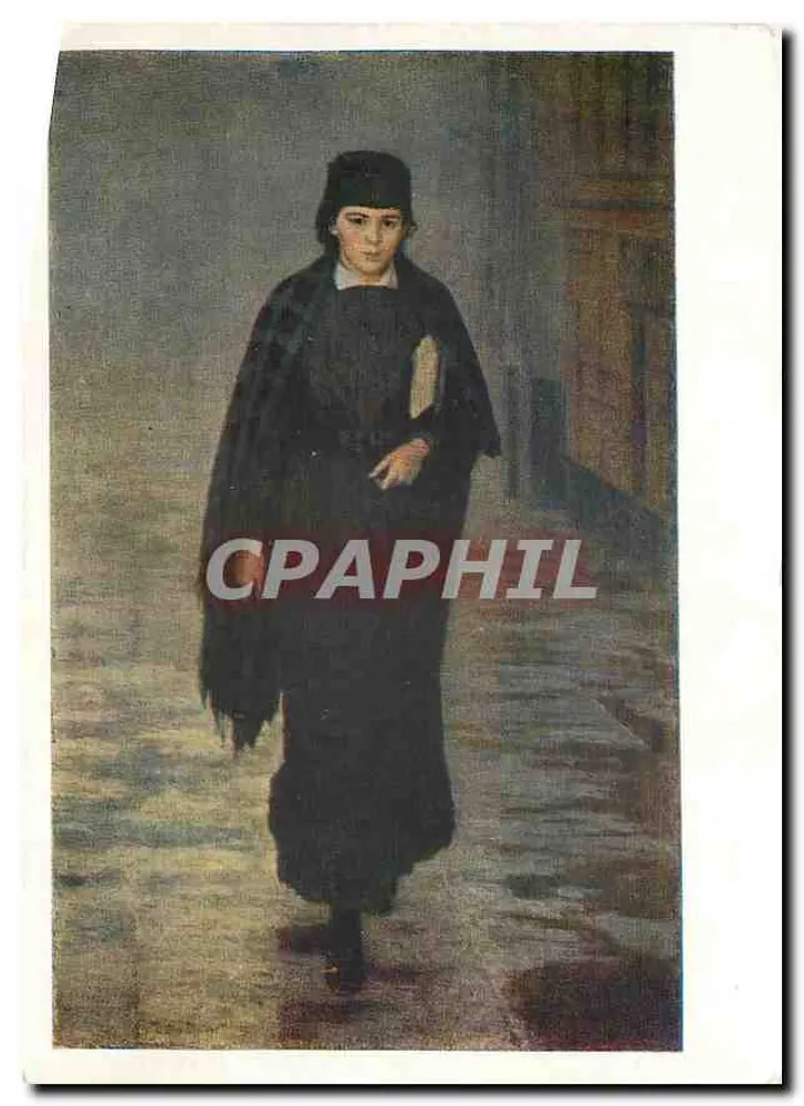 Kobieta w czarnym płaszczu — obraz — Muzeum Regionale Kurska - Awers