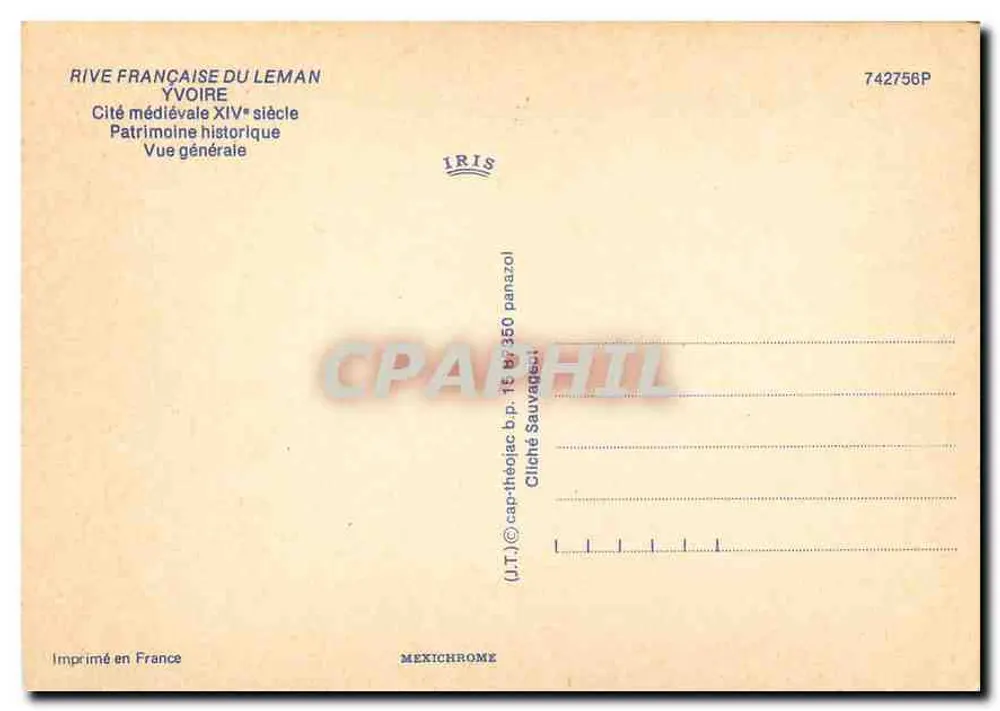 Yvoire — Französische Seite des Léman — Verlag IRIS, Nr. 742756P - Rückseite