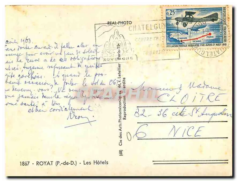 Royat (P.-de-D.) — Os Hotéis — Cie des Arts Photomécaniques - Verso