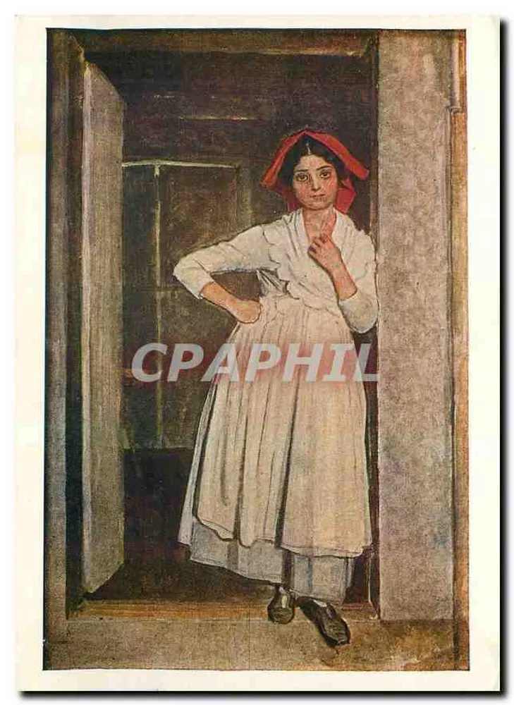 Menina albanesa na porta — pintura de Artan (1896-1858) — Edição da Galeria Tretiakov - Frente