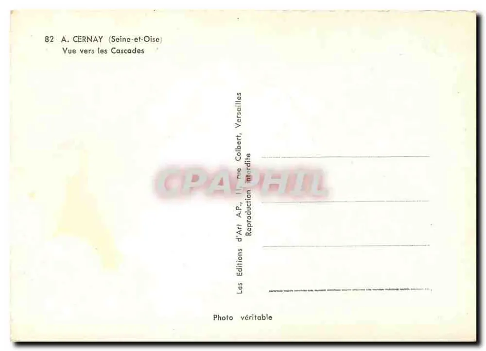 A. CERNAY (Seine-et-Oise) — Uitzicht richting de Waterfalls — Edities A.P. Colbert, Versailles - Achterkant