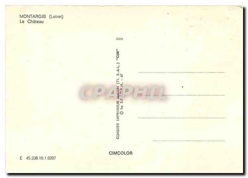 Montargis (Loiret) — O Castelo — Impressor Combier - Verso