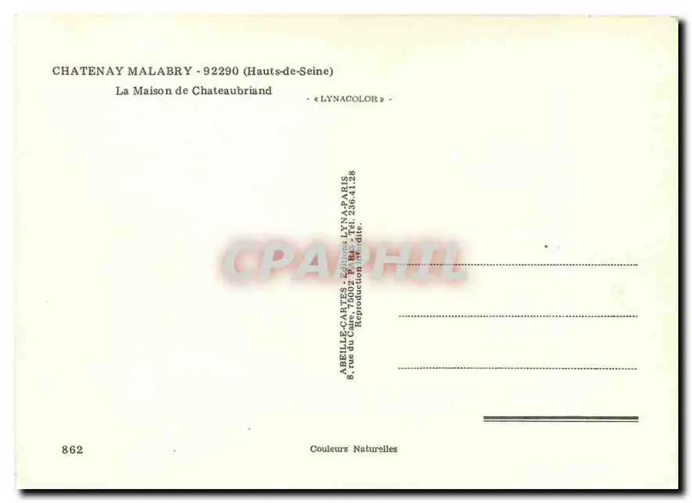 Chatenay-Malabry — Das Chateaubriand-Haus — Éditions Lyna - Rückseite
