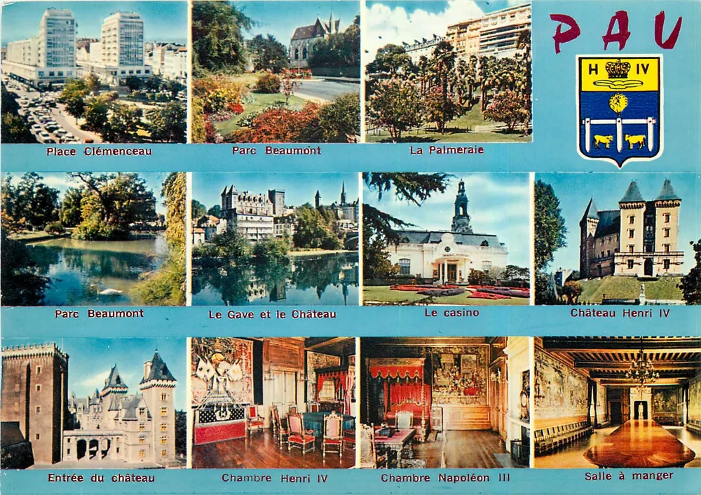 Pau — Vista panorâmica com os principais locais — Edições Hachette - Frente