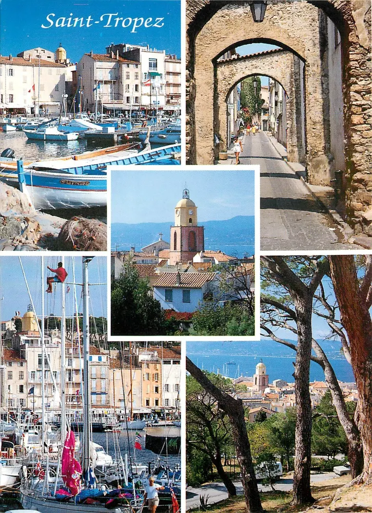 Saint-Tropez — vista panorâmica e detalhes do porto, ruas e igreja — Les Éditions - Frente