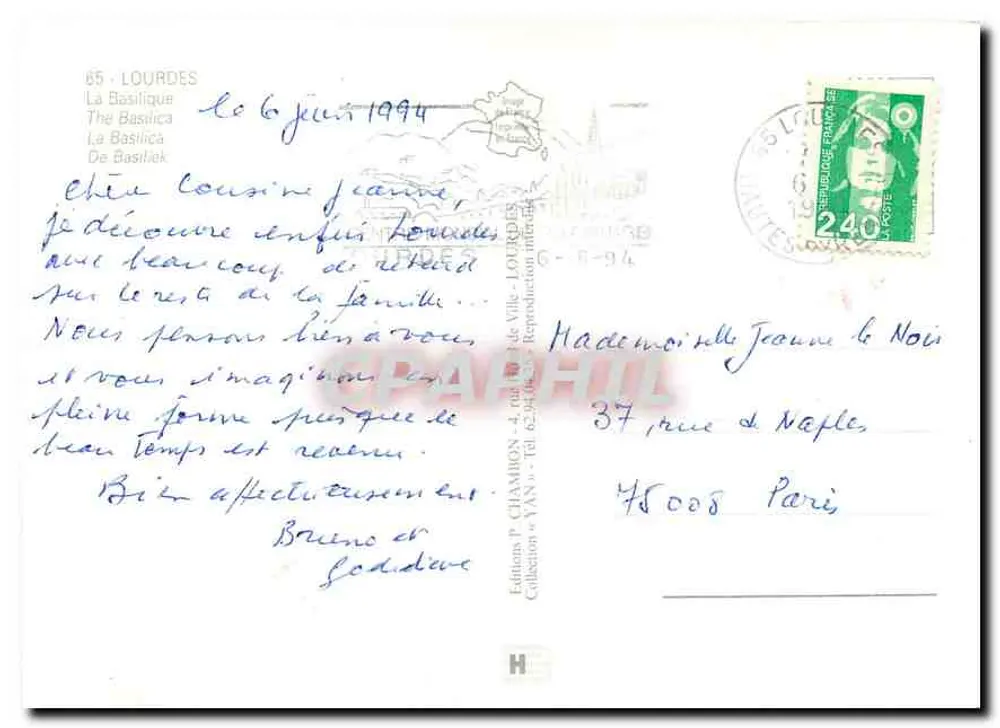 Lourdes — Basílica Nossa Senhora — Edição P. CHAMBON - Verso