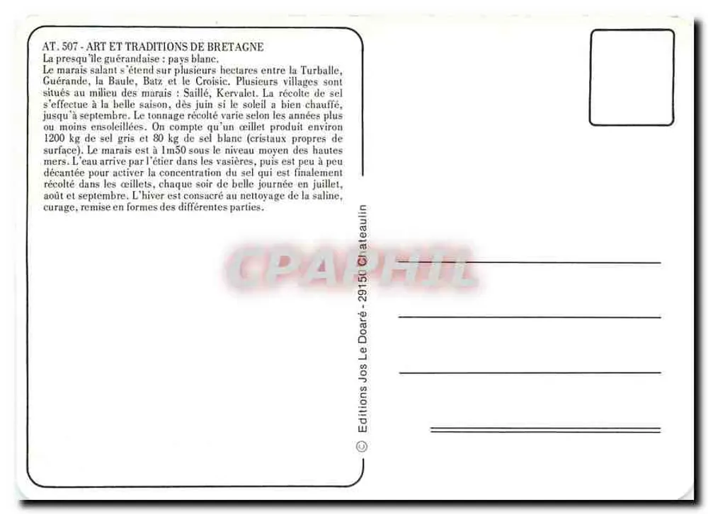 Die Guerander-Halbinsel: Das Weiße Land — Éditions Jos Le Doaré, n° AT.507 - Rückseite