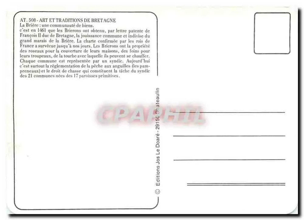 Die Brière: Eine Gemeinschaft von Gütern — Éditions Jos Le Doaré, Nr. AT.508 - Rückseite