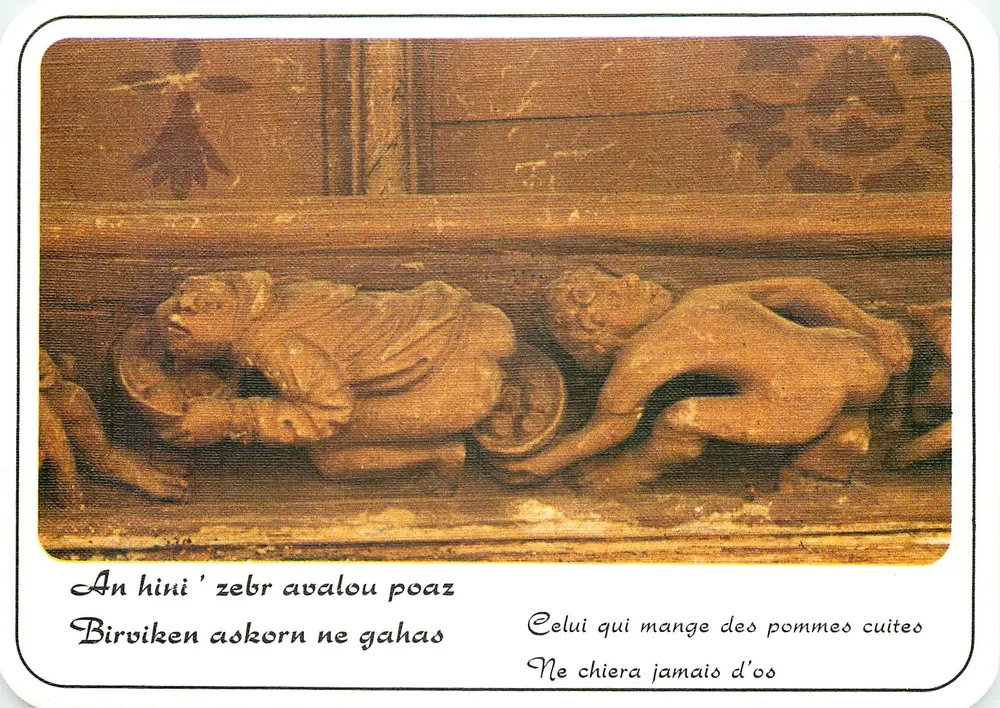 Sagacidade da Bretanha — Provérbio sobre esculturas — Éditions d'Art Jos. Châteaulin - Frente
