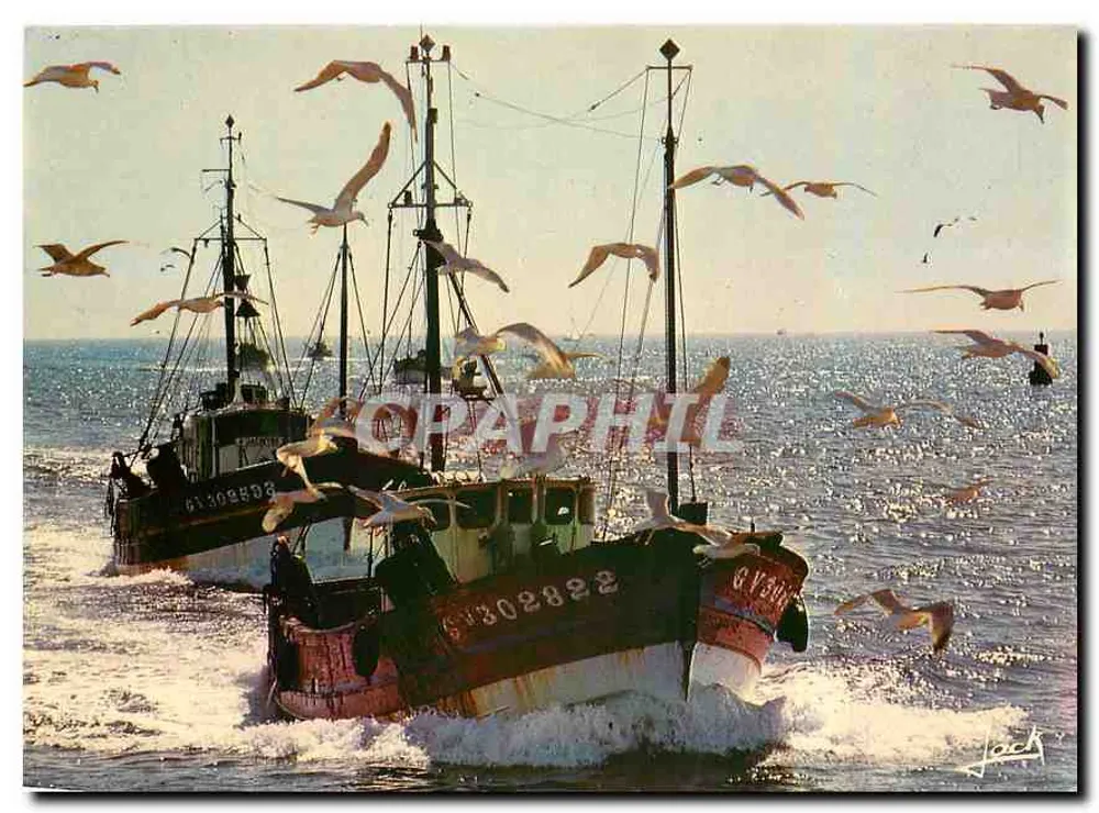 Embarcações de pesca no mar — Retorno do pesqueiro — Edições d'Art 'JACK' Louannec - Frente