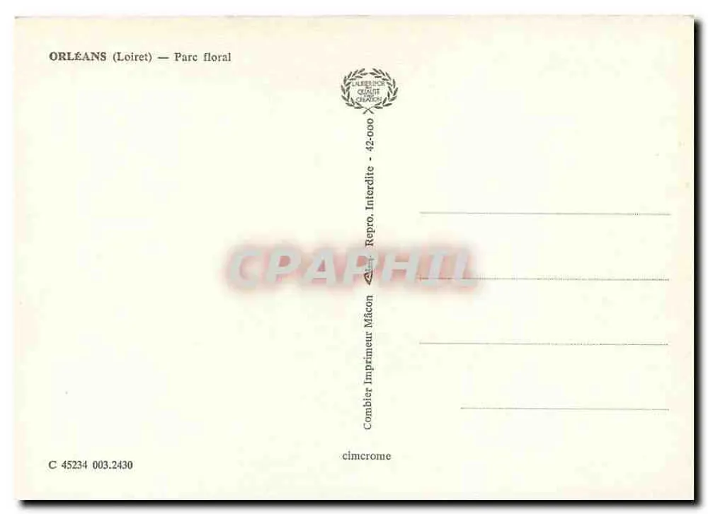 Orléans — Park kwiatowy — Combier Imprimeur, n° 45234 - Rewers