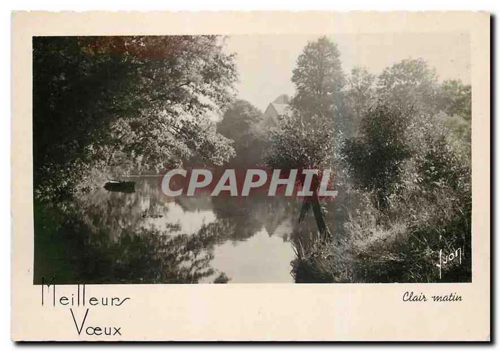 Clair matin — paysage fluvial avec bateau — Éditions d'Art 'La Douce France', n° 31 - Recto