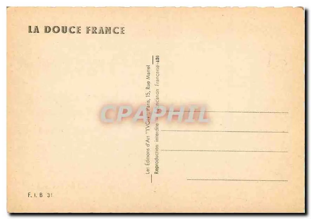 Clair matin — paysage fluvial avec bateau — Éditions d'Art 'La Douce France', n° 31 - Verso