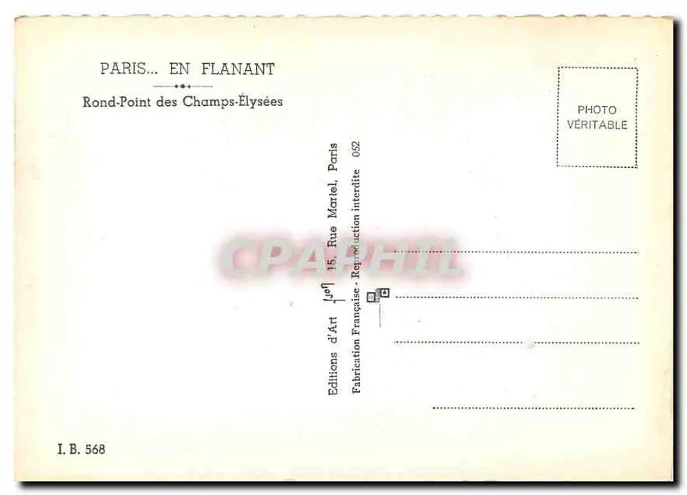 Paris — Rond-Point dos Campos Elísios — Éditions Flanant - Verso