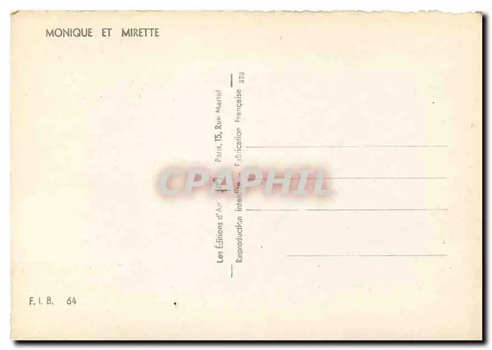 Enfant et chien partageant un repas — 'Tête à tête' — Les Éditions d'Art Monique et Mirettes, F.I.B. 64 - Verso
