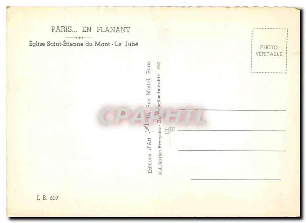 Kirche Saint-Étienne du Mont — Der Chorvorhang — Éditions d'Art du Mont-Jubé - Rückseite