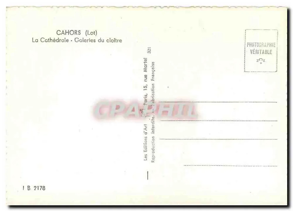 Cahors (Lot) — Katedra - Galerie klasztoru — Wydawnictwo Sztuki, Paryż - Rewers