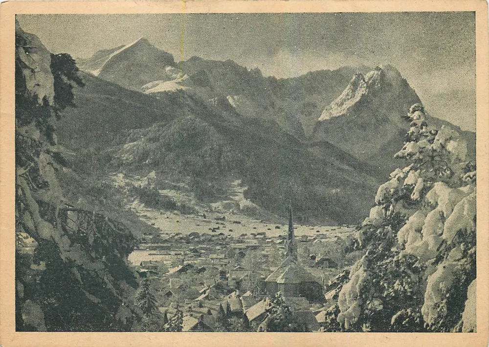 Garmisch com a Zugspitzgruppe — Foto B. Johannes (Beckert), Garmisch-Partenkirchen — N° 1096 - Frente