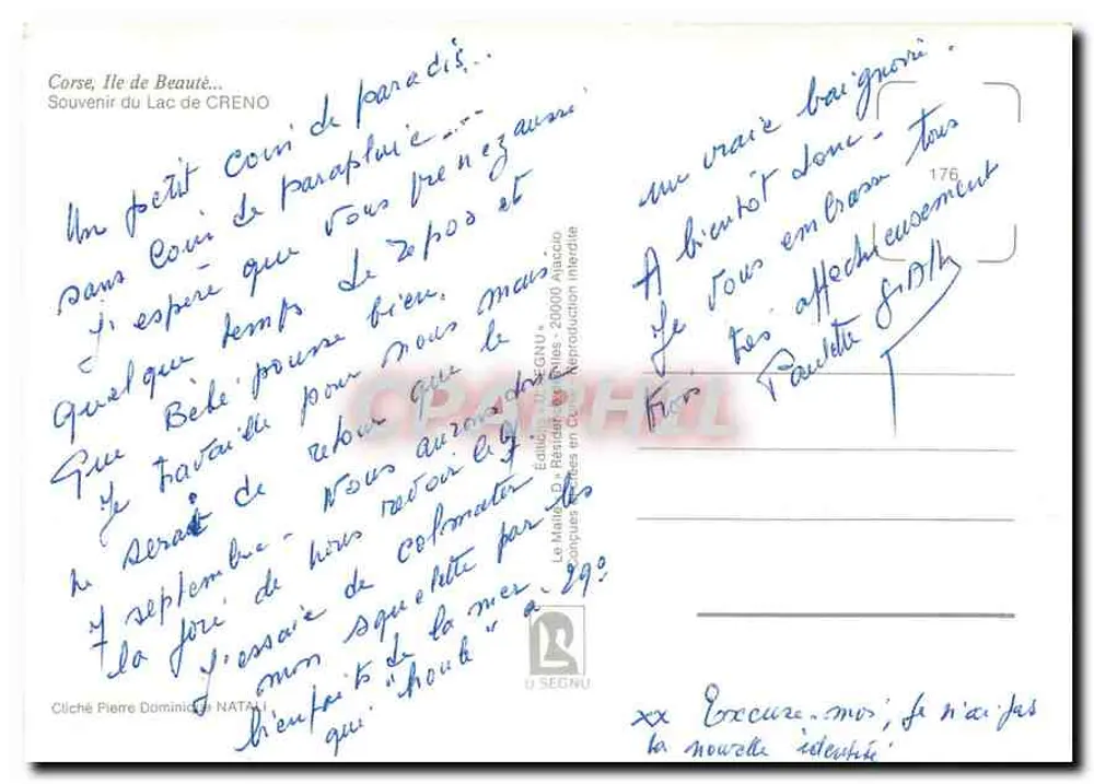 Le Creneo — Lac dans les montagnes — Éditions Dr. Résard, Ajaccio, n°176 - Verso