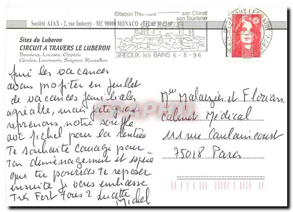 Sítios do Luberon — Sociedade AJAX, Mônaco - Verso