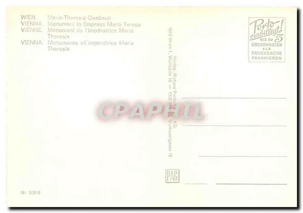 Monumento a Maria Teresa — Vienna — editore Richard Pötzl, n° 50918 - Verso