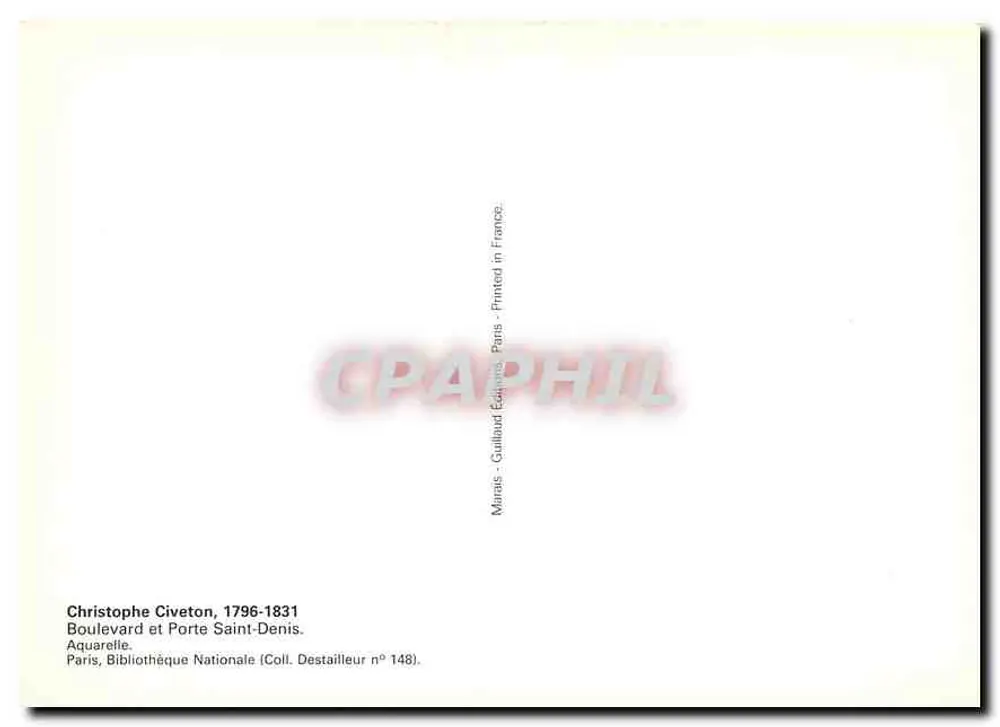 Boulevard e Porta Saint-Denis — Acquerello di Christophe Civeton, 1796-1831 — Edizione Maras, n° 148 - Verso