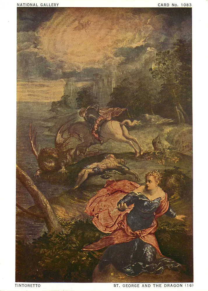 St. George and the Dragon — Tintoretto — National Gallery — CARD No. 1083 - Recto