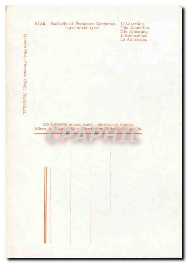 Naganie — autor: Fra Angelico — wydawca Albert A. Lamet, Paryż - Rewers