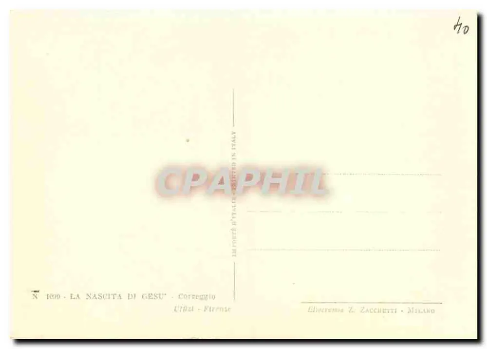 A Nascença de Jesus — Correggio — Editor Z. Zacchetti, Milão - Verso