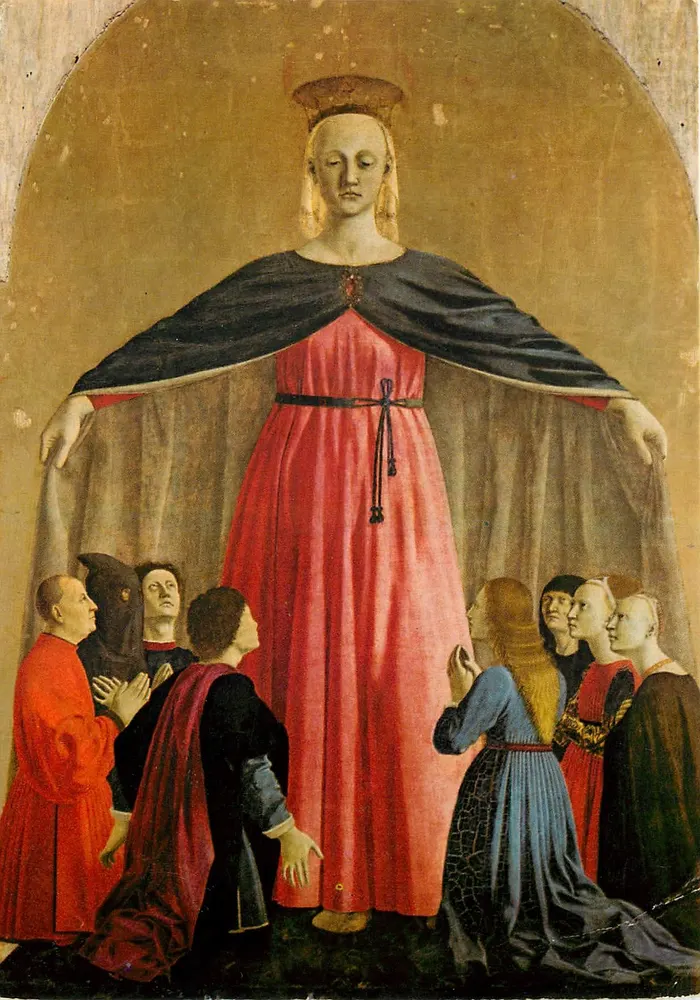 Madonna della Misericordia — Politych da Virgem da Misericórdia — Piero della Francesca — Edição do Município de Sansepolcro - Frente