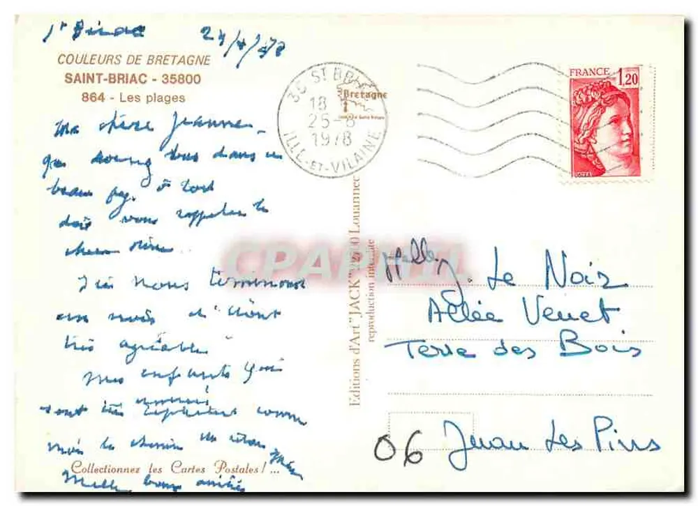 Juan-les-Pins — aerial view of the bay and beaches — Éditions d'Art 'JACK' n° 864 - Back