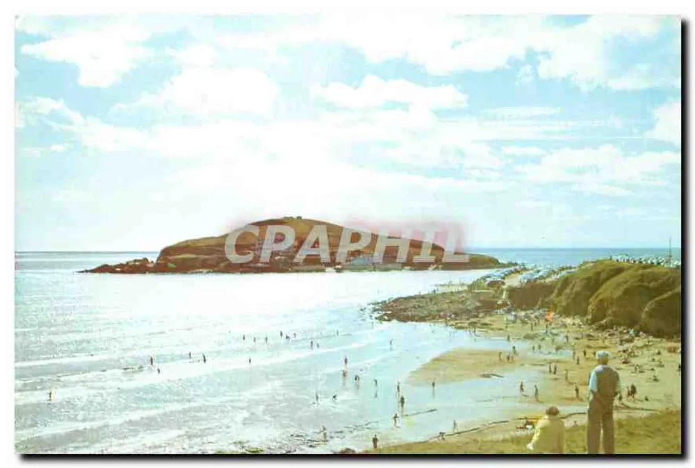 Bigbury-on-Sea y Burgh Island — vista de playa — District View Publishing Company, Leicester - Anverso