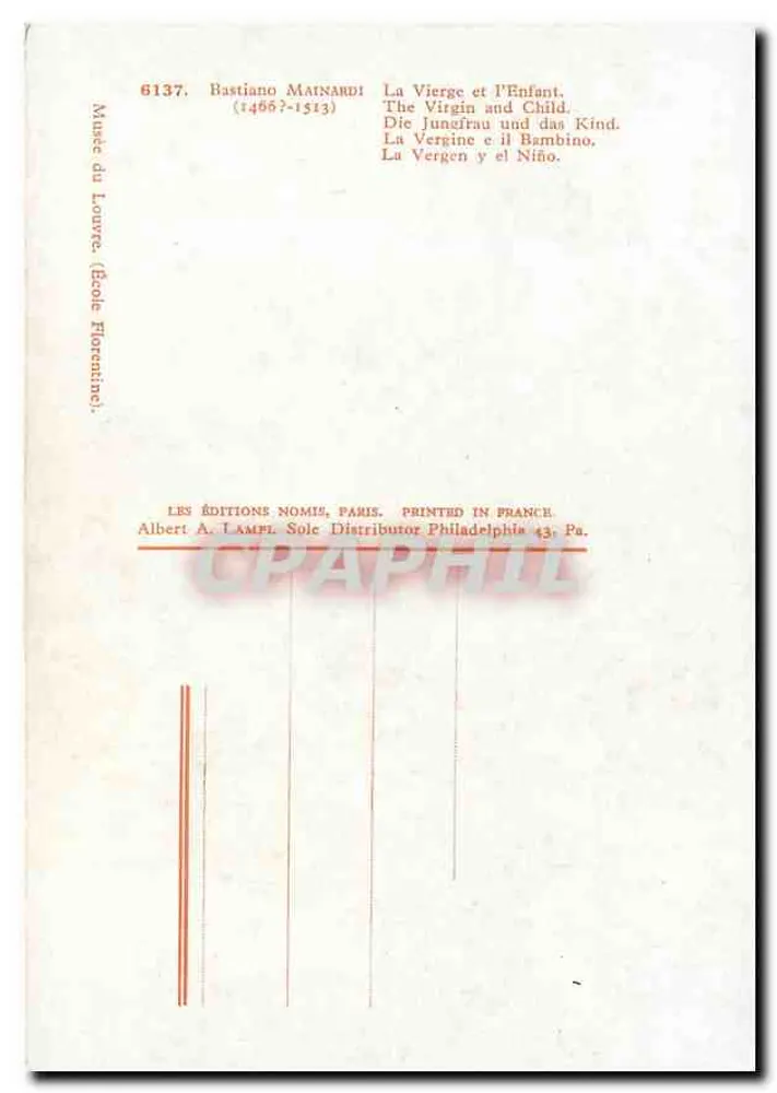 A Virgem e o Menino — obra de Bastiano Mainardi (1466-1513) — Les Éditions Nomis, Paris - Verso