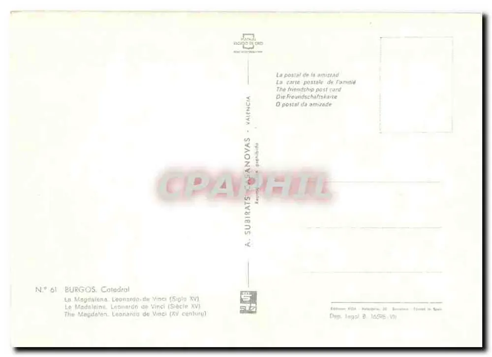 La Madalena — Leonardo da Vinci (15. Jahrhundert) — A. Subirats Fanovas - Rückseite