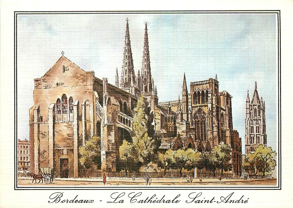 Bordeaux — Katedra św. Andrzeja — Stare rytownice z ubiegłego wieku, wydawca Vision-Hugo, nr 4878 - Awers