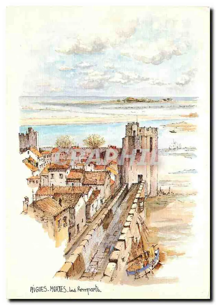 Aigues-Mortes. De Muren — originele watercolor van Robert Lepine, uitgave S.F.A.D.E.M. n° 43 - Voorkant