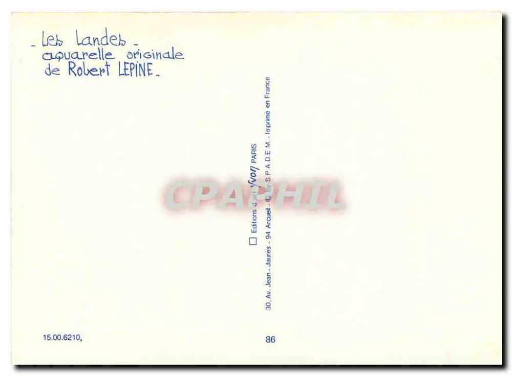 Fazenda Landraise — aquarela original de Robert Lepine — Éditions Jean-Lepine - Verso