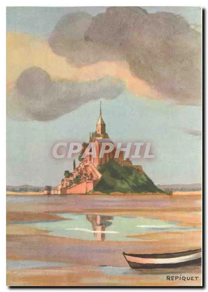 Mont Saint-Michel — Lever de Soleil vu de Genêts — Repiquet - Recto