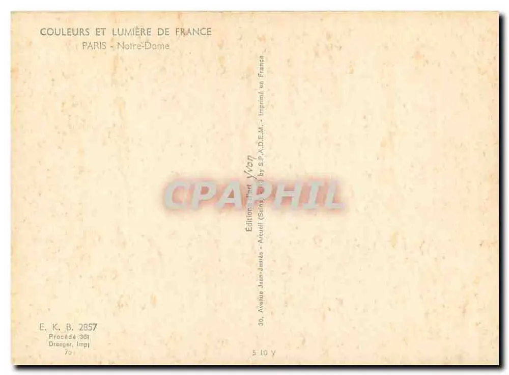Notre-Dame de Paris — Herbstansicht — Éditions Jean-Jaurès, Nr. 2857 - Rückseite