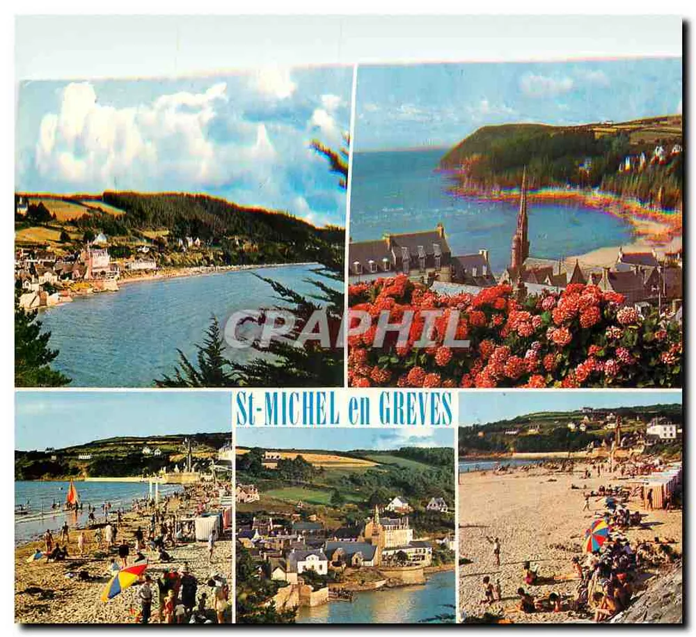 St-Michel-en-Greves — Ansicht der Strandpromenade und Kirche — Kunstausgabe Jack - Vorderseite