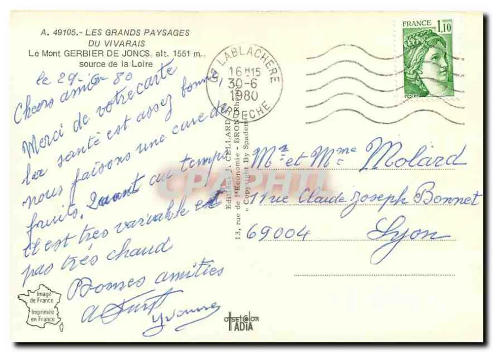 Haut Vivarais — Mont Gerbier de Joncs 1551m — Édition Les Grands Paysages du Vivarais - Verso