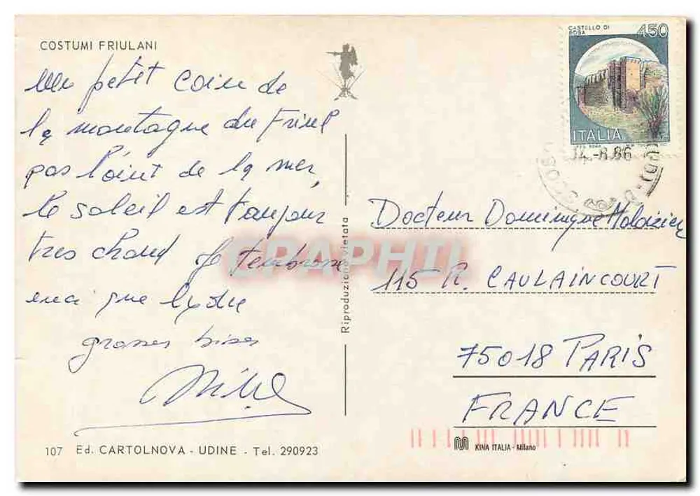 Trajes Friulanos — Montanhas do Friuli — Ed. Cartolnova Udine n°107 - Verso