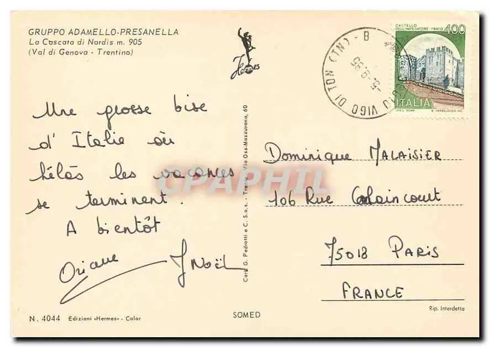 Nardis-Wasserfall — Val di Genova, Trentino — «Hermes» Ausgabe N. 4044 - Rückseite