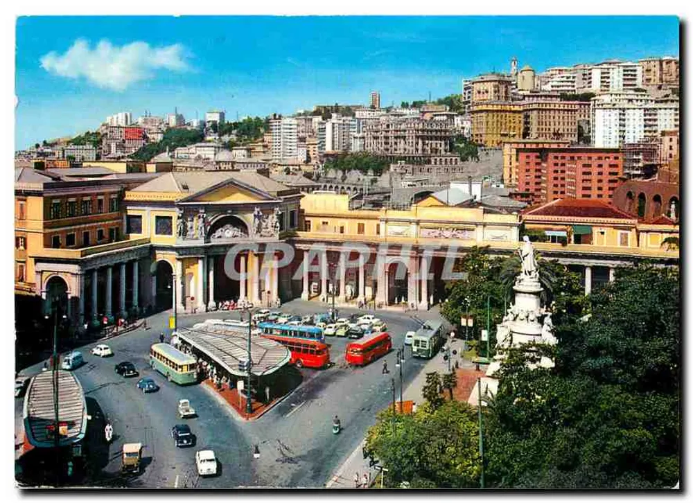 जिनेवा - गेन्स के प्रिंस गेट - गेट और स्क्वायर का दृश्य बस और प्रतिमा के साथ - प्रकाशक एफ.एल्ली पागानो, संख्या 418 - आगे