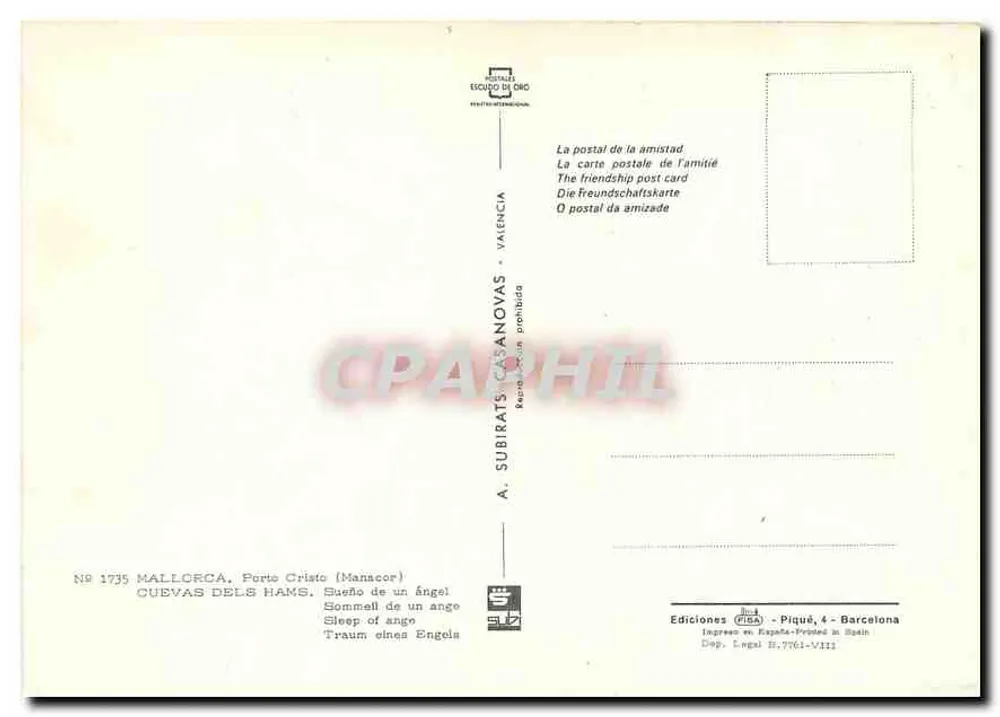 Cuevas dels Hams — Porto Cristo (Manacor) — A. Subirats Canovas, Nr. 1735 - Rückseite
