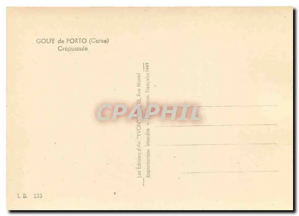 Golfo de Porto (Córsega) — Crepúsculo — Yvon, n° I.B. 225 - Verso